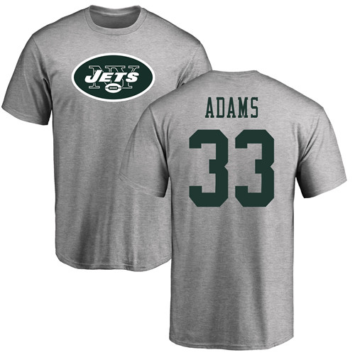 New York Jets Men Ash Jamal Adams Name and Number Logo NFL Football #33 T Shirt